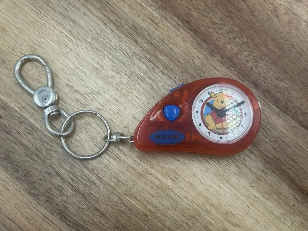Vintage Disney Winnie the Pooh Fantasma Keychain Alarm Clock Flashlight Toy NOS